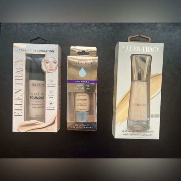 NWT ELLEN TRACY Liquid Foundation Shade Warm Ivory Full Coverage High Performanc - Picture 3 of 3